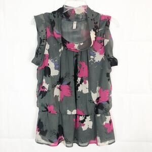 Xhilaration Womens Top Medium Floral Chiffon Office Career Business Party Dressy